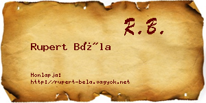 Rupert Béla névjegykártya